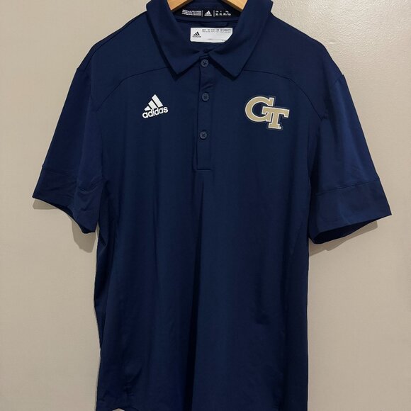 Adidas Georgia Tech GT Yellow Jackets Football Team Issue Polo Shirt Mens NEW - Picture 1 of 7